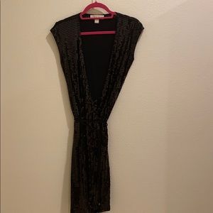 MIchael Kors Black Sequin Wrap Dress